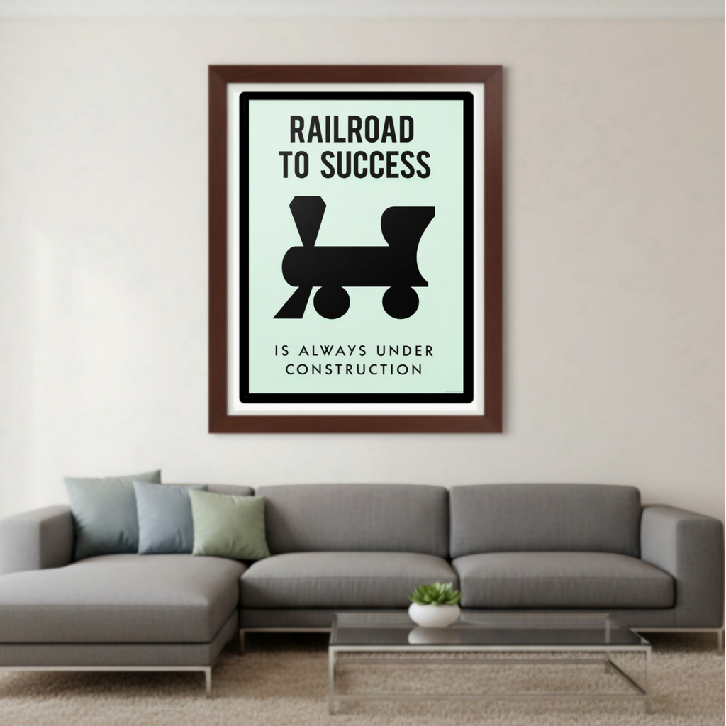 Railroad to Success Wall Art – Entrepreneur Motivation 13x19in Laminated or Framed| Business Mindset Decor
