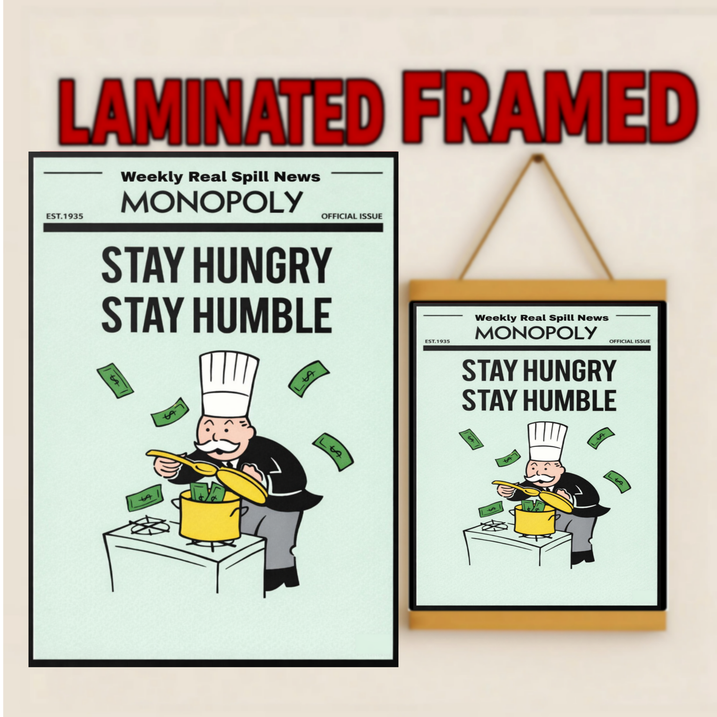 Stay Hungry Stay Humble Motivational Poster – 13x19 Laminated Success Mindset Wall Art
