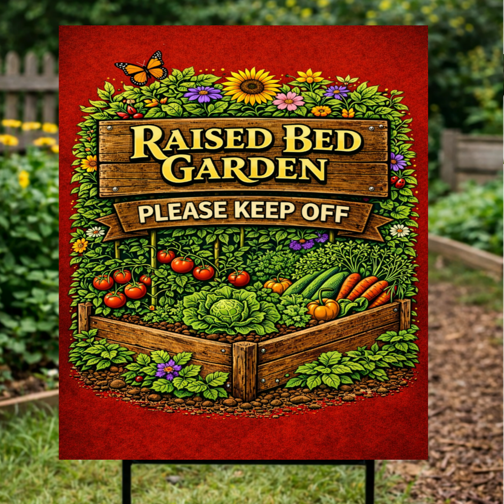 Raised Bed Garden Sign Please Keep Off Garden Decor 13x19 Laminated Outdoor Garden Sign Vegetable Garden Protection