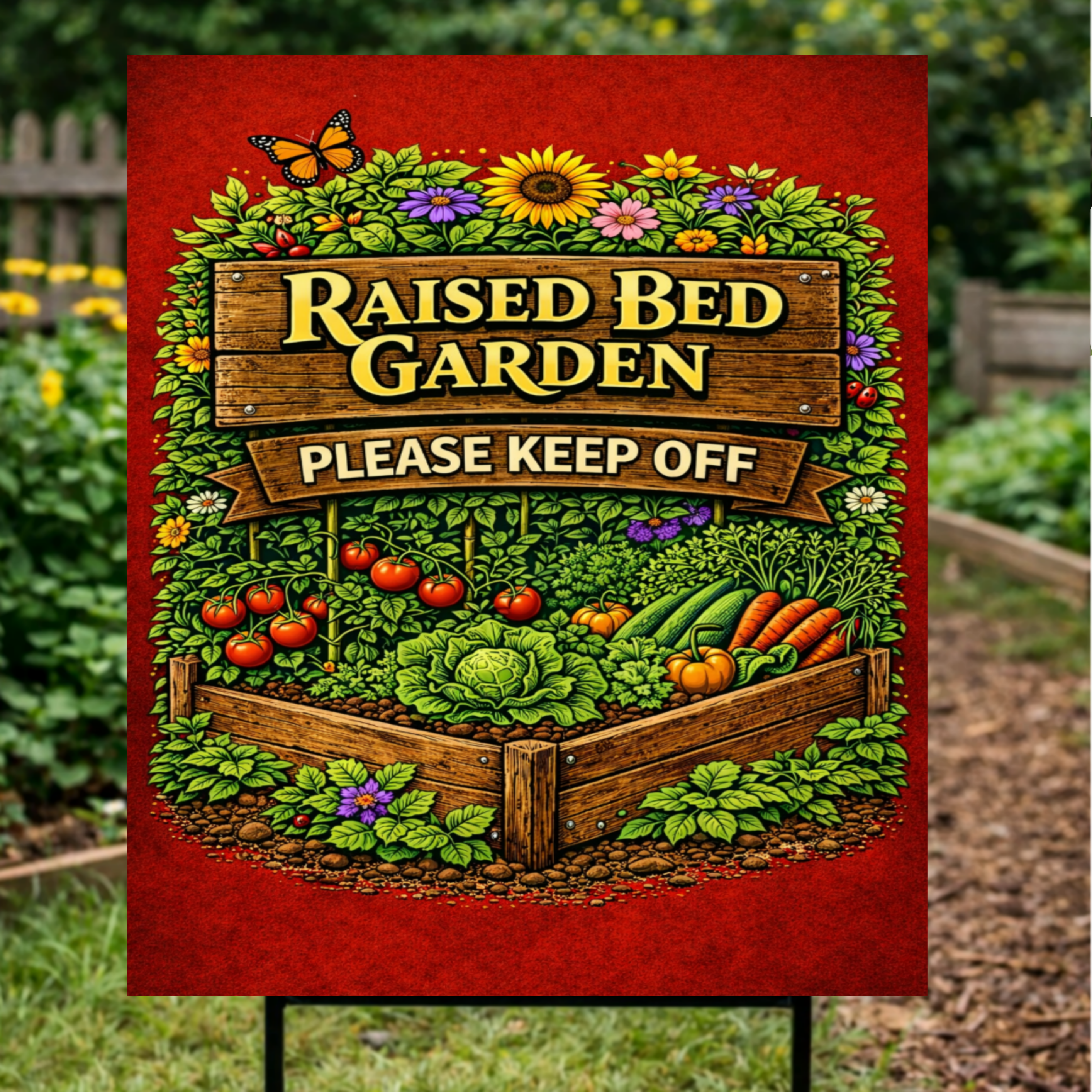 Raised Bed Garden Sign Please Keep Off Garden Decor 13x19 Laminated Outdoor Garden Sign Vegetable Garden Protection
