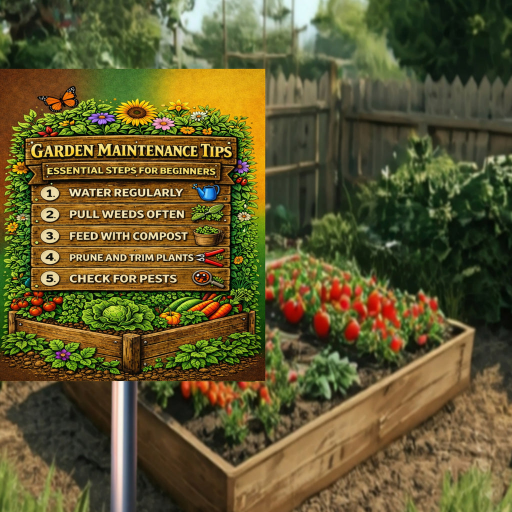 Garden Maintenance Tips Sign Beginner Gardening Poster 13x19 Laminated Garden Guide Outdoor Decor Vegetable Garden Sign
