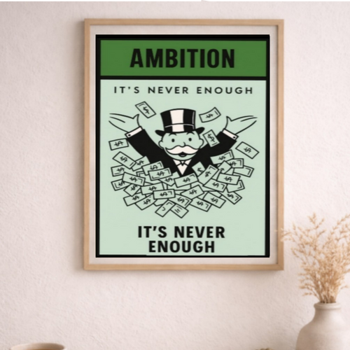 Ambition Motivational Poster – It’s Never Enough | Entrepreneur Mindset Wall Art 13x19in
