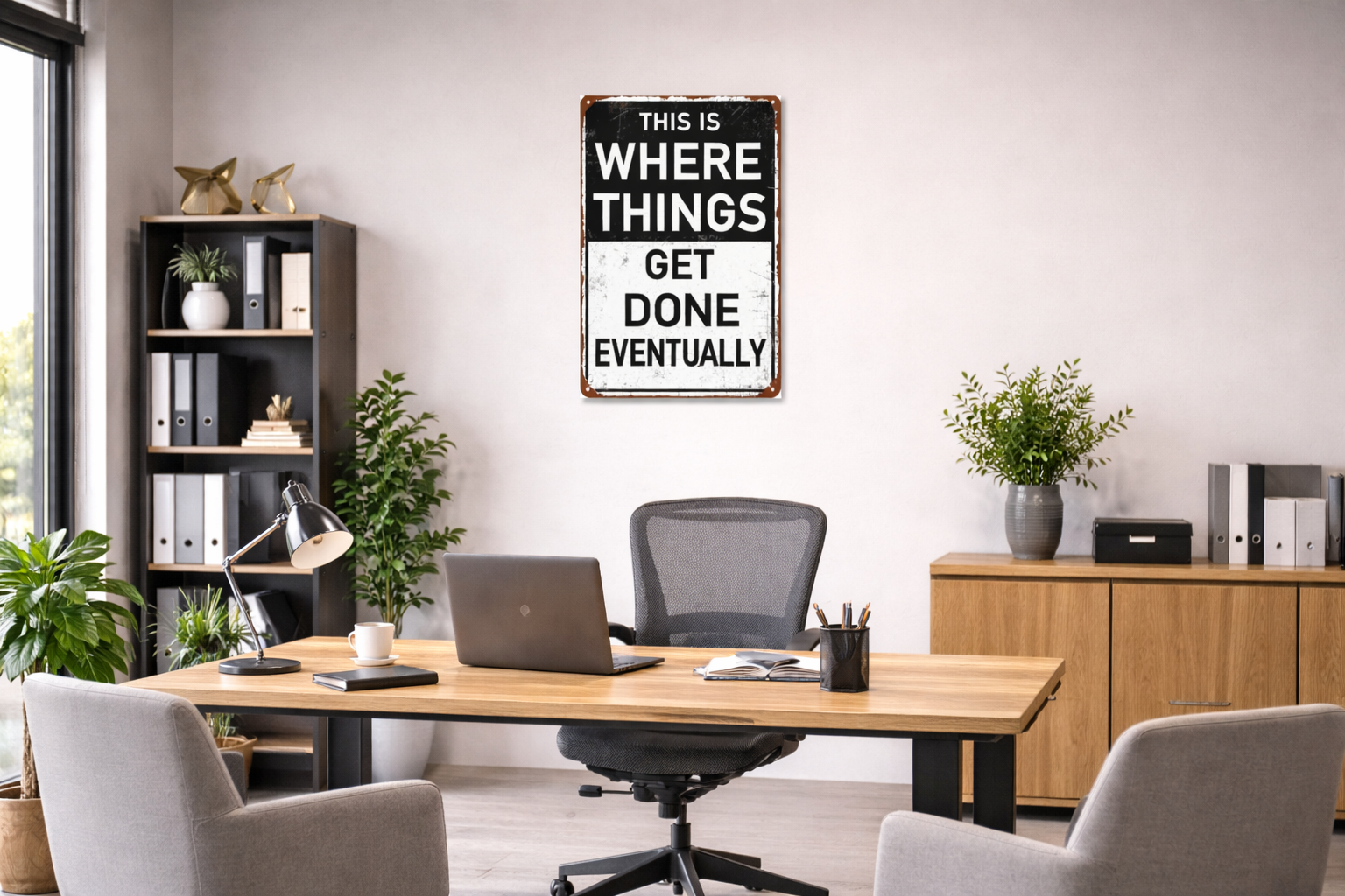 This Is Where Things Get Done Sign 13x19 – Motivational Wall Art, Hustle Mindset Sign, Office Garage Decor, Laminated Sign