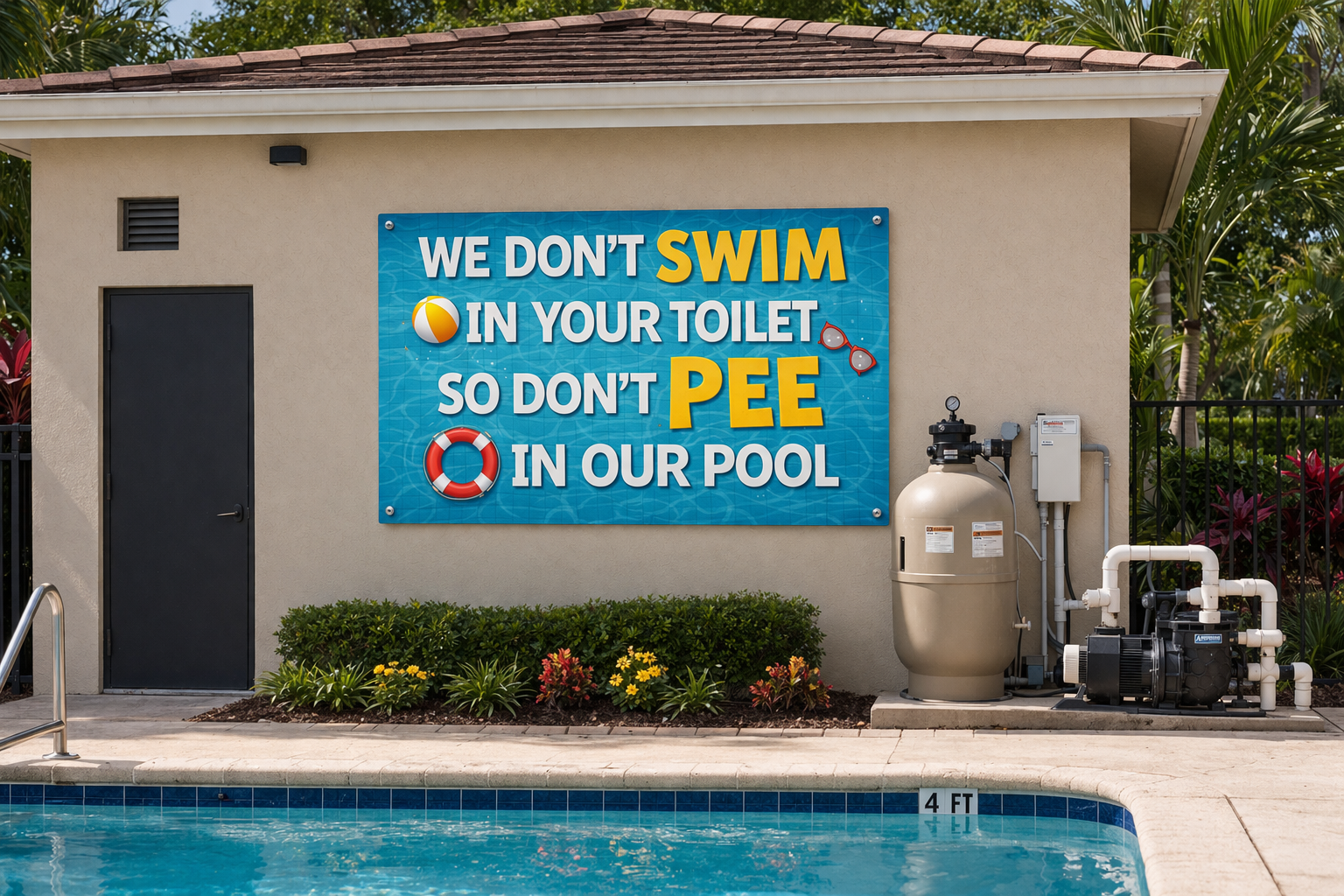 Funny Pool Sign Don’t Pee In Pool Humor Pool Rules Sign 13x19 Laminated Backyard Pool Decor Summer Sign