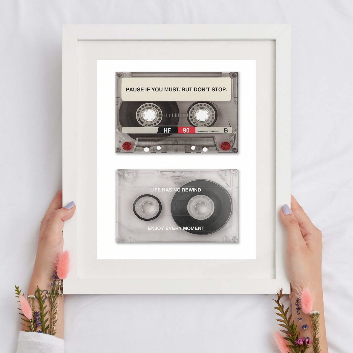 Retro Cassette Motivational Wall Art Pause If You Must But Don’t Stop Vintage Aesthetic Decor Laminated 13x19