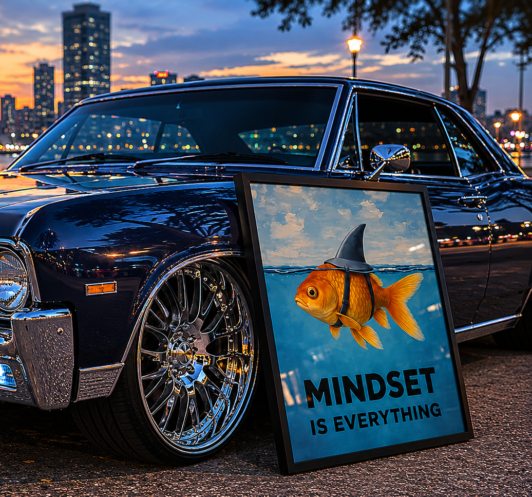 Mindset Is Everything Fish Wall Art – Motivational Laminated Print 13x19 – Inspirational Ocean Decor