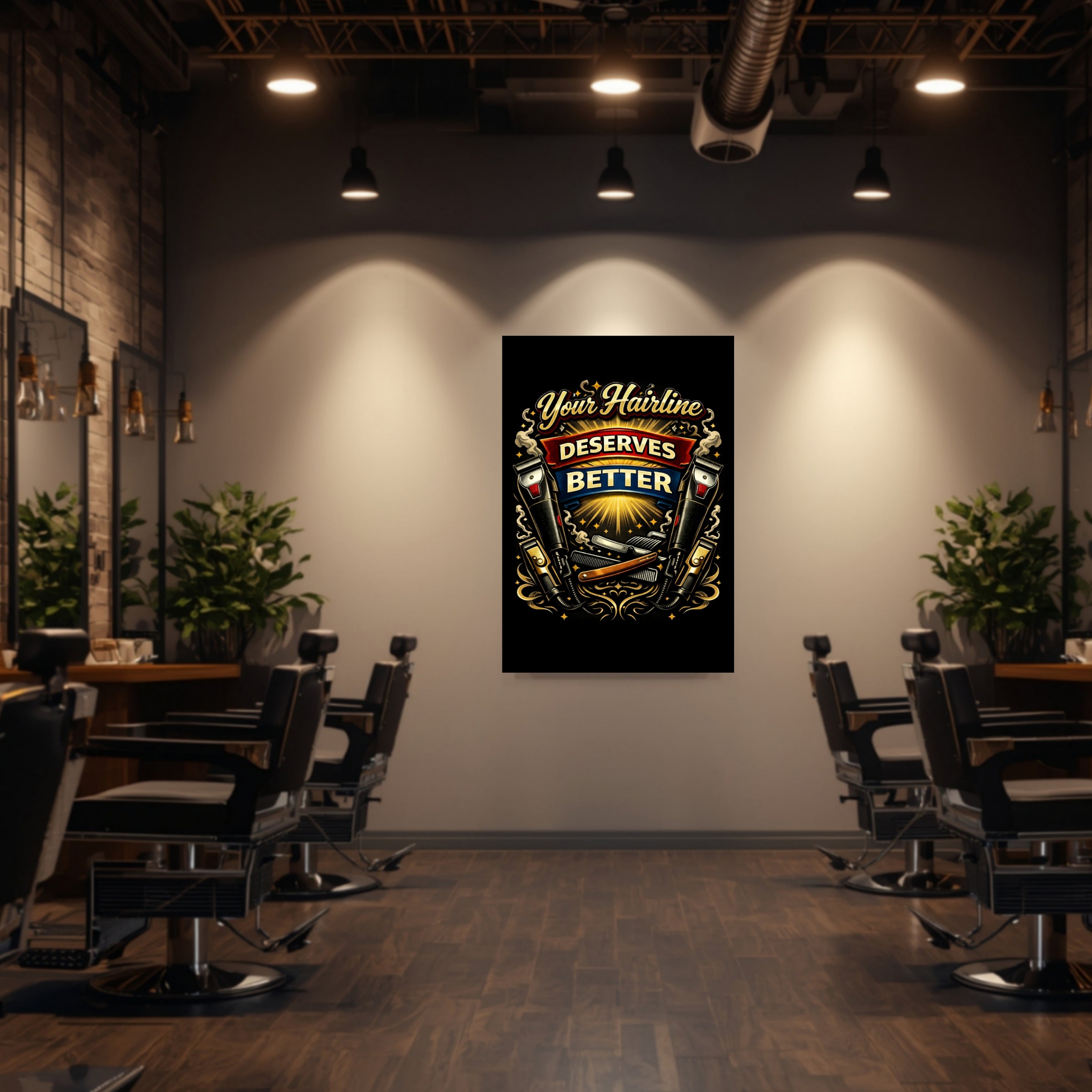 Barbershop Wall Art Your Hairline Deserves Better Barber Decor 13x19 Laminated Barber Shop Poster Haircut Humor Sign