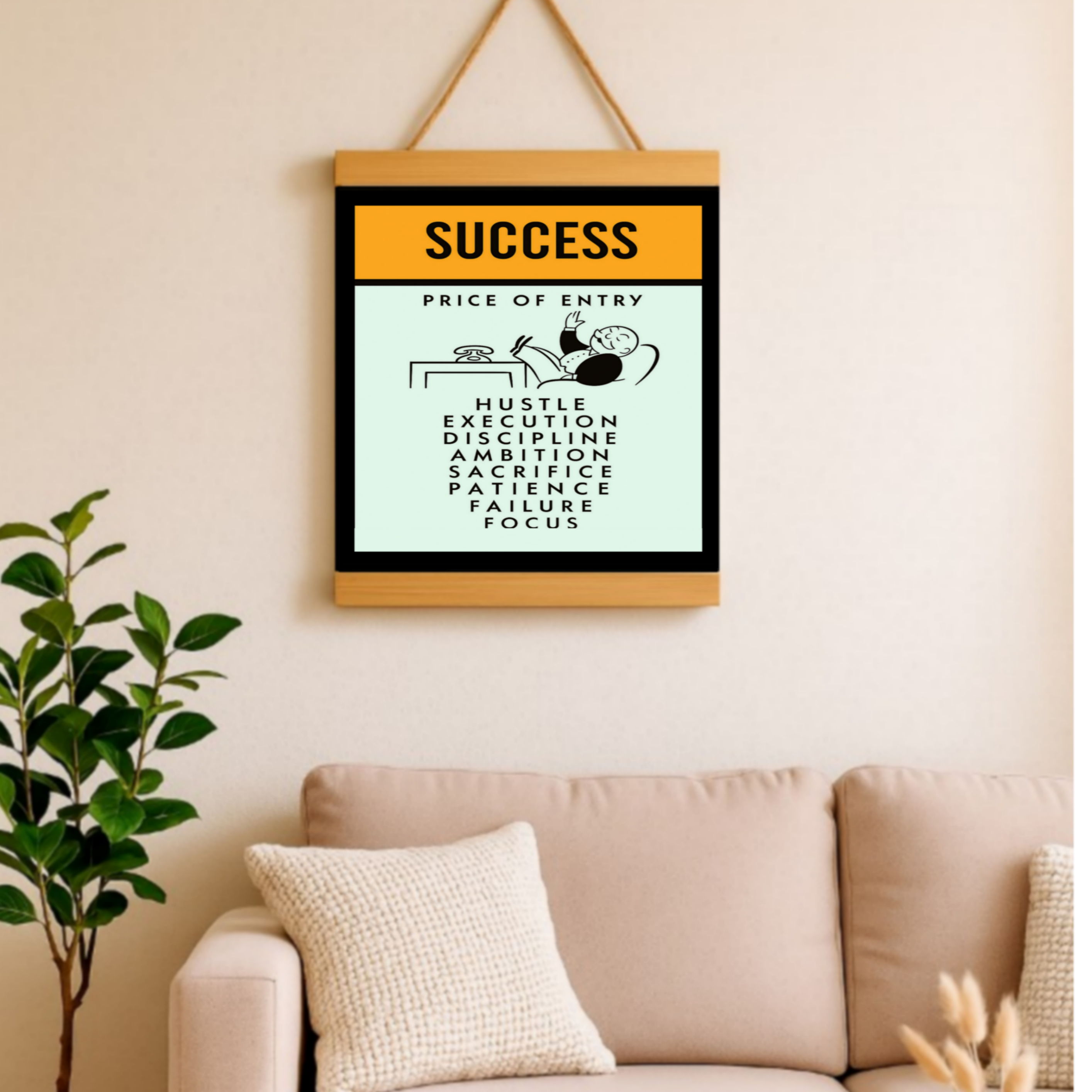 Success Poster – Price of Entry Motivational Wall Art | Hustle Discipline Focus Decor 13x19in