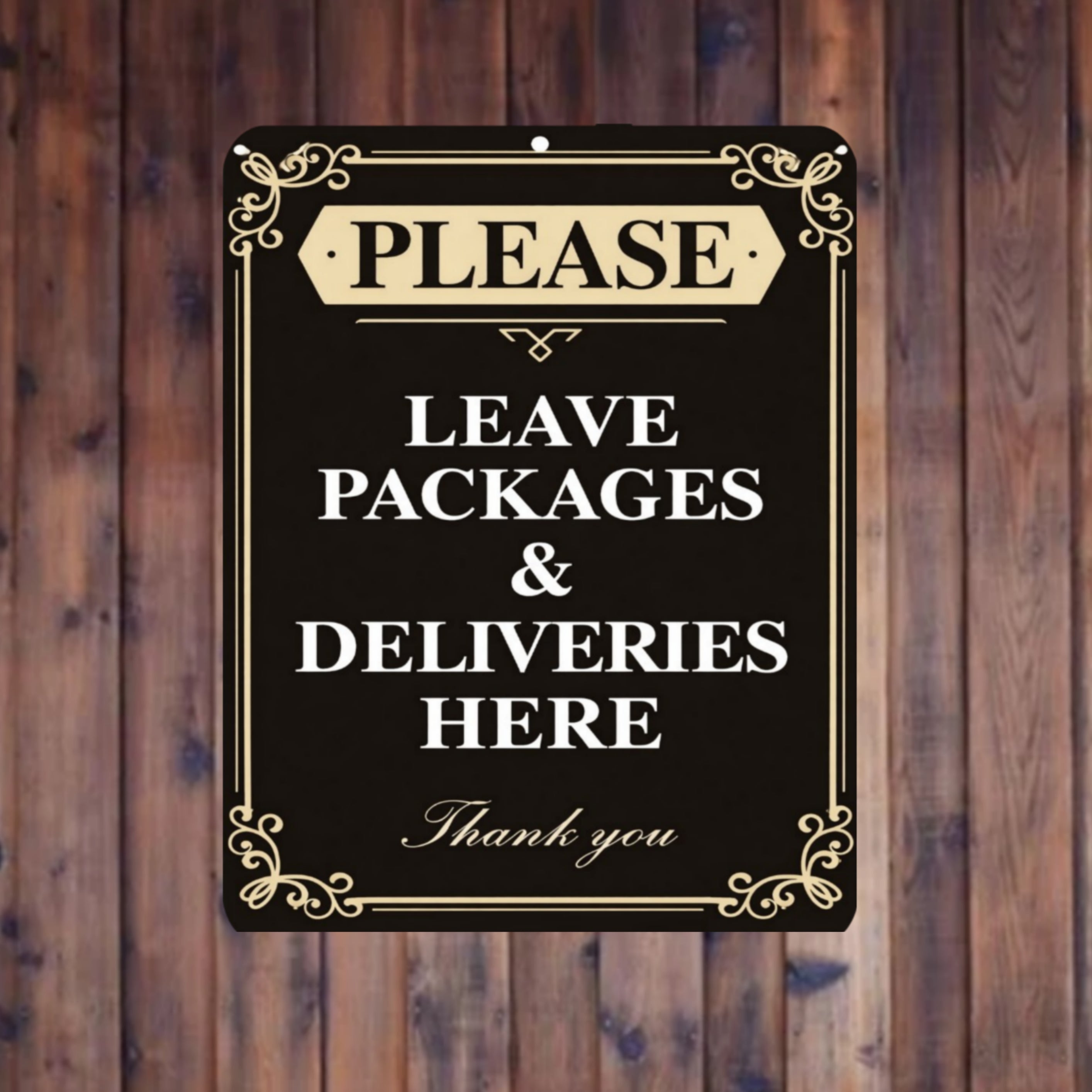 Please Leave Packages Here Sign – Elegant Delivery Sign for Front Door, Package Drop Off Sign, Laminated Outdoor Door Sign 13x19