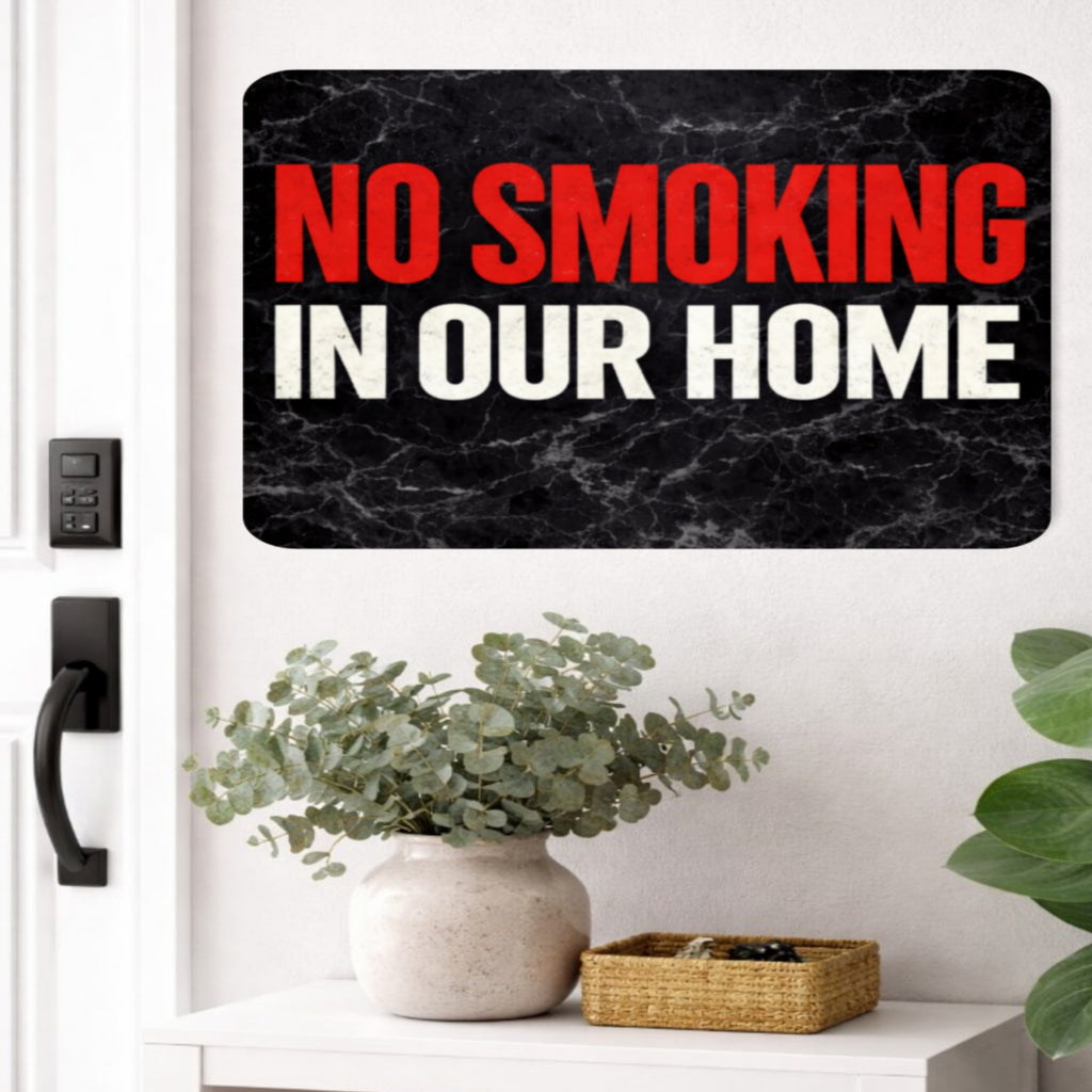 No Smoking In Our Home Sign – Family Home No Smoking Wall Decor, House Rules Sign, Laminated Door Sign 6x9in 19x13in