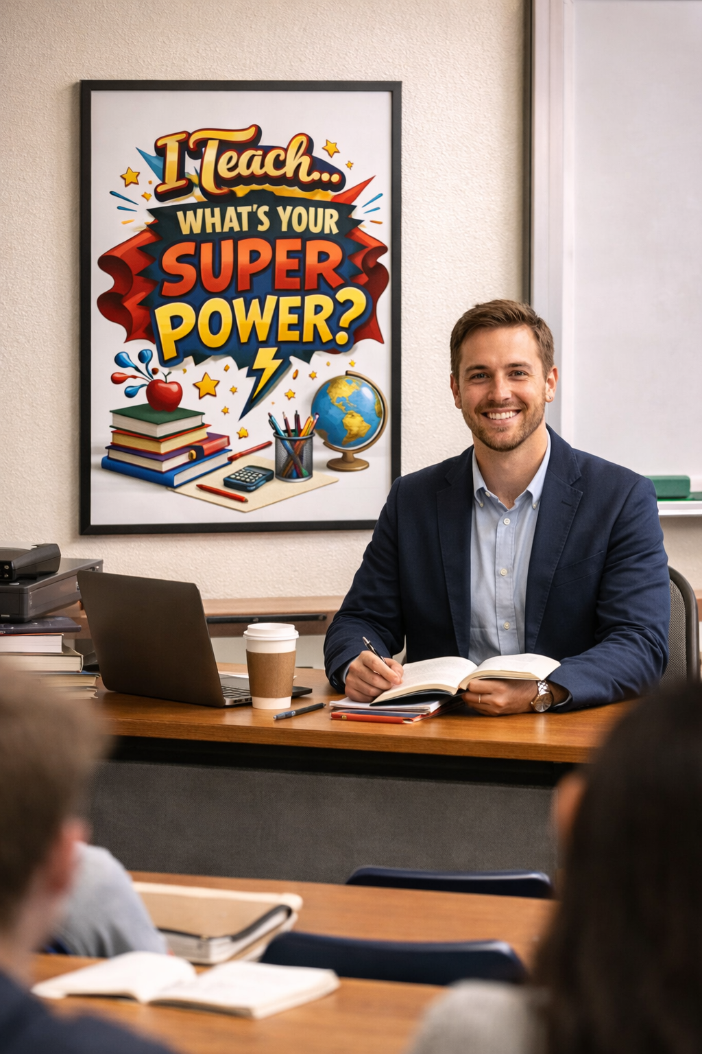 Teacher Superpower Sign Classroom Decor Motivational Poster 13x19 Laminated Teacher Wall Art School Inspiration Sign