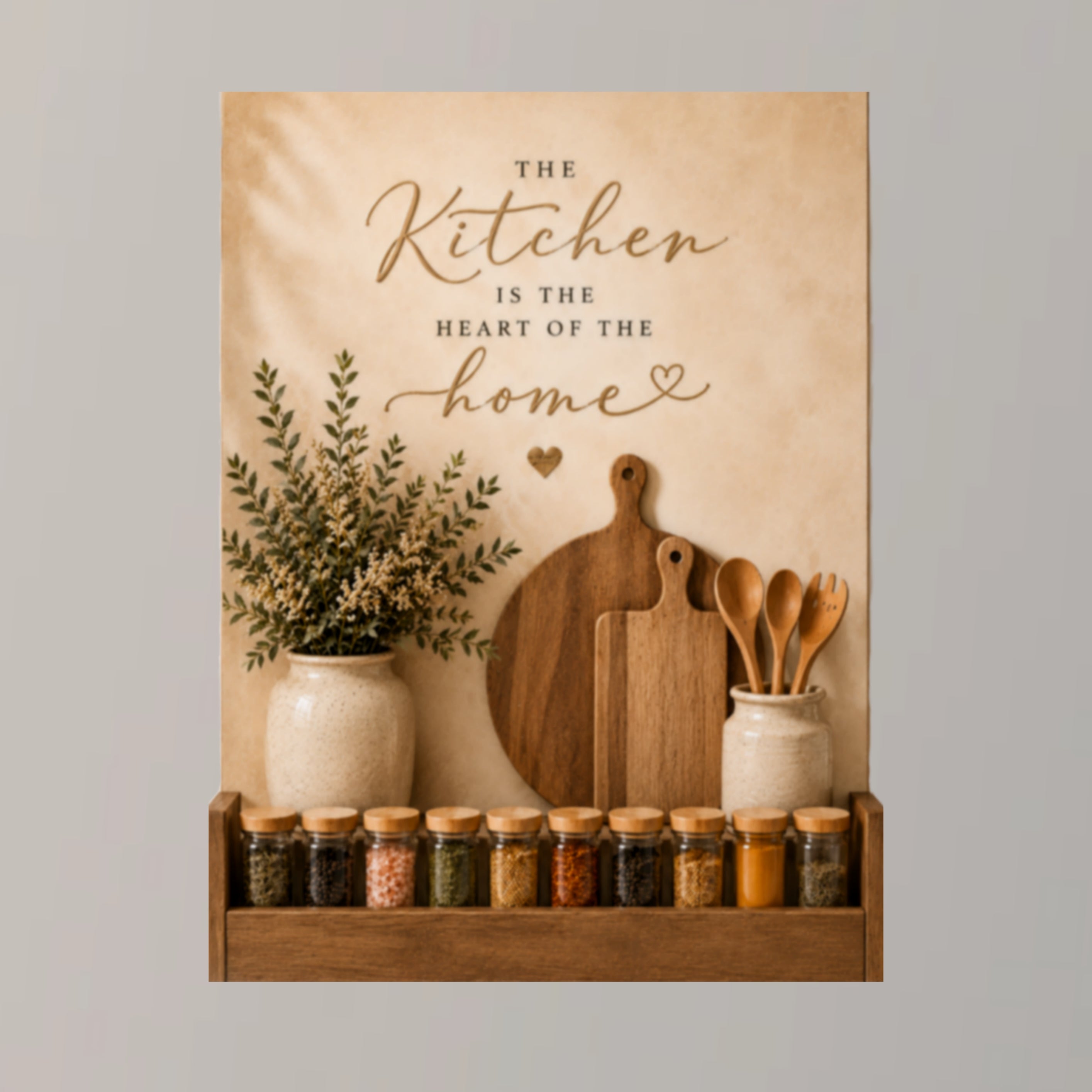 Handmade Kitchen Spice Rack Decor 13x19in Laminated Real Wood Wall Art Farmhouse Kitchen Organizer Personalized Name Sign