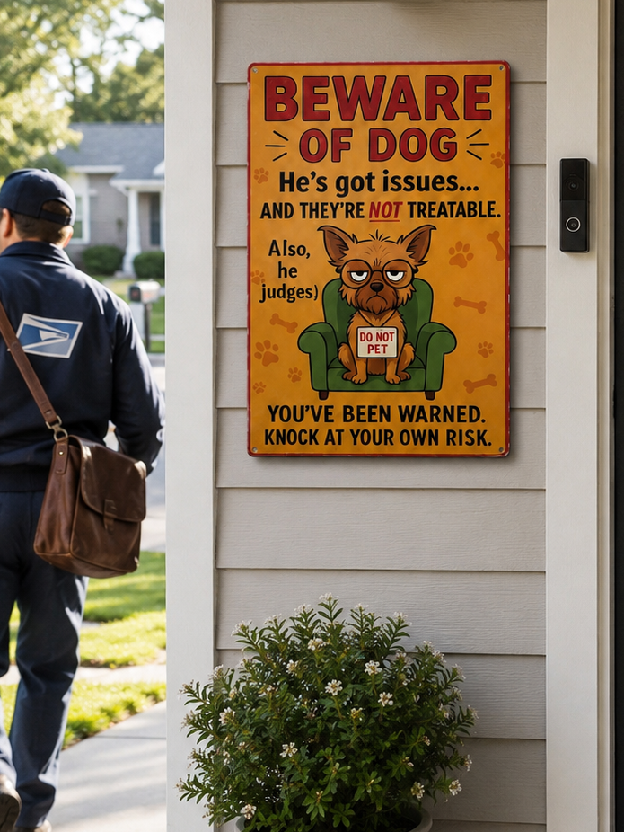 Beware of Dog Sign 13x19 Laminated Print | Funny Dog Warning Sign