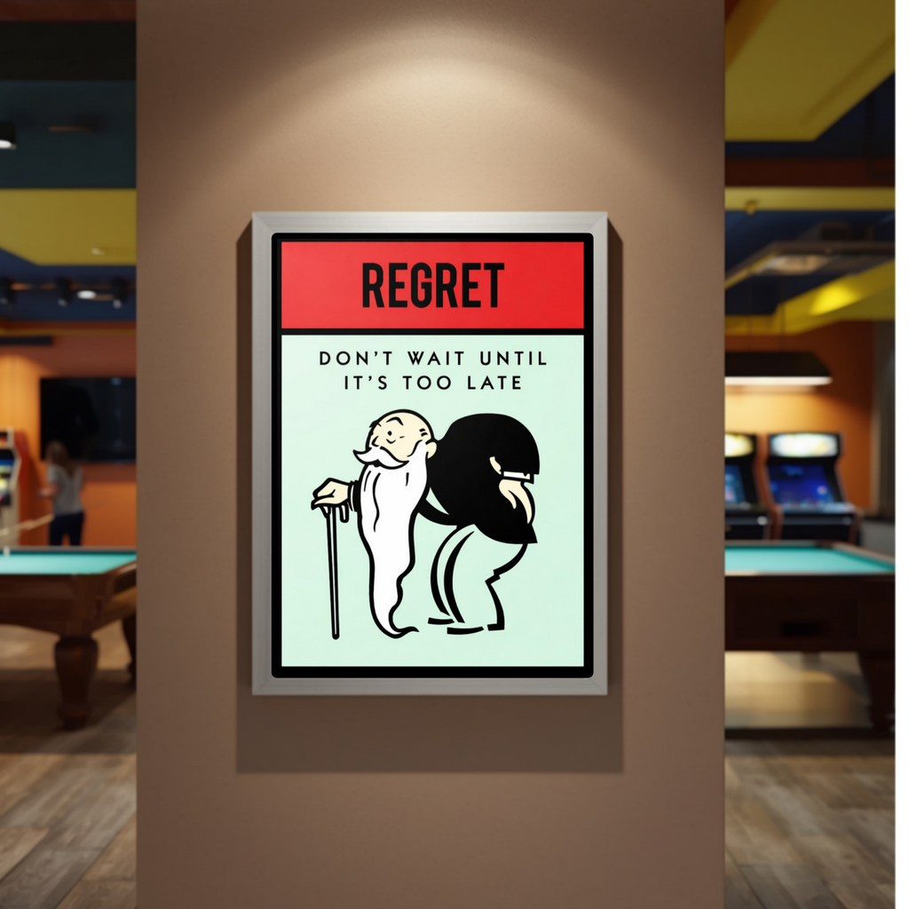 Regret Don’t Wait Until It’s Too Late Wall Art – Life Motivation 13x19in Laminated or Framed | Inspirational Success Decor