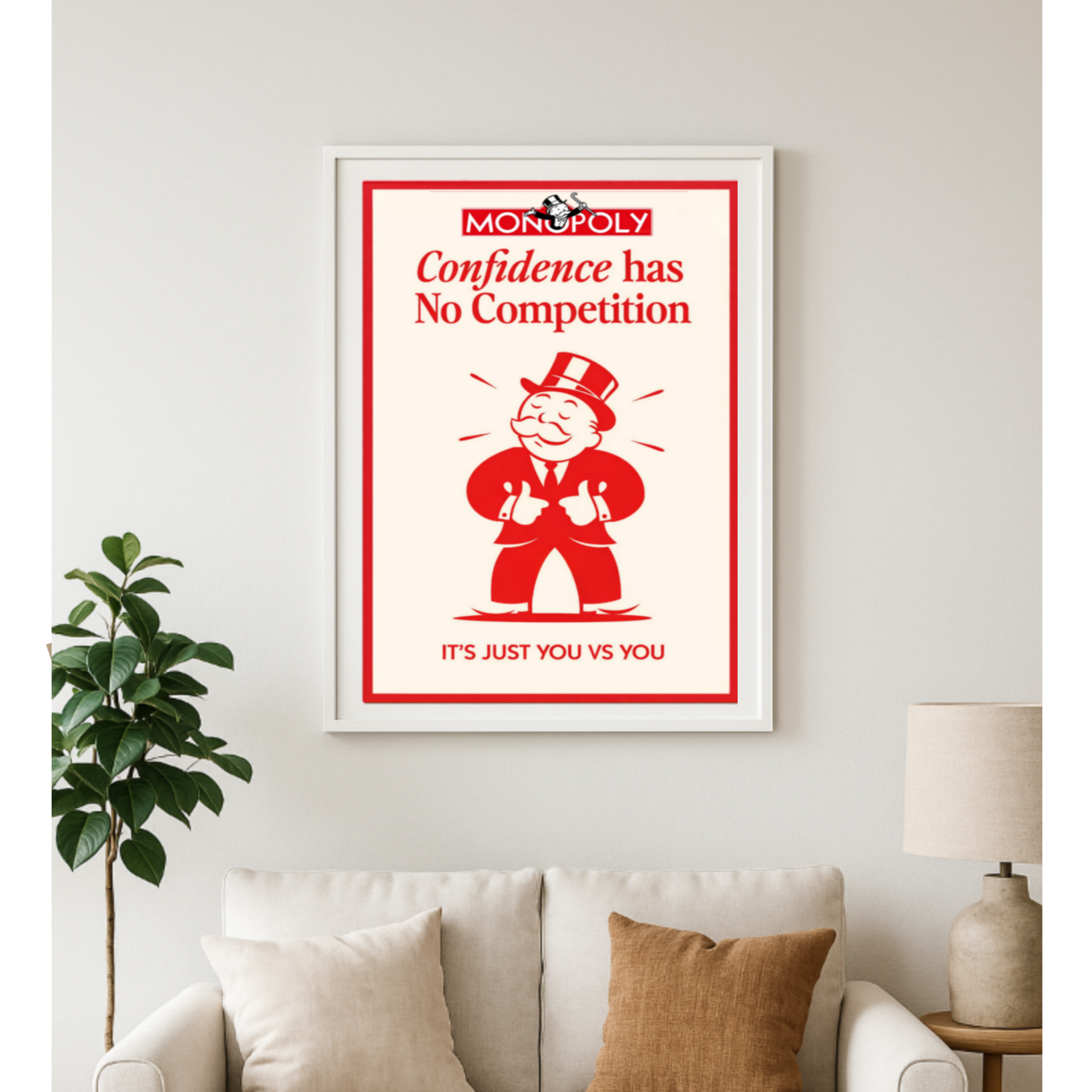 Confidence Has No Competition Poster – 13x19 Laminated Motivational Wall Art – Self Confidence Decor