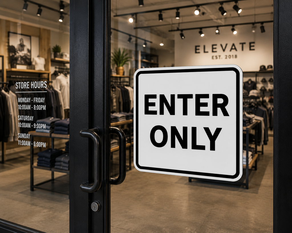 Exit Enter Signs Set | 12x12 Laminated Business Signs | Modern Office Decor | Glossy Wall Signs