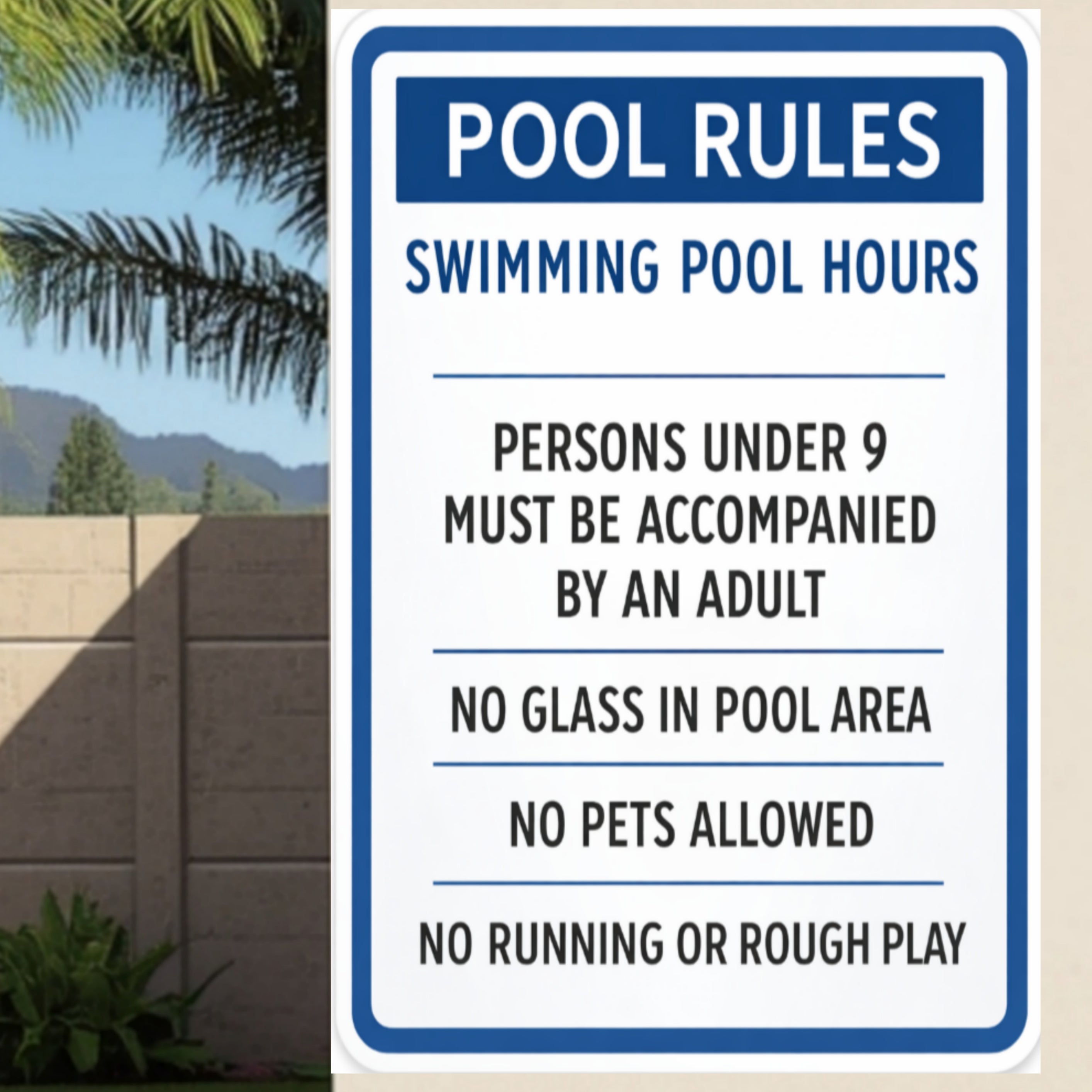 Pool Rules Sign Swimming Pool Safety Poster 13x19 Laminated Pool Area Rules Sign Outdoor Backyard Pool Decor