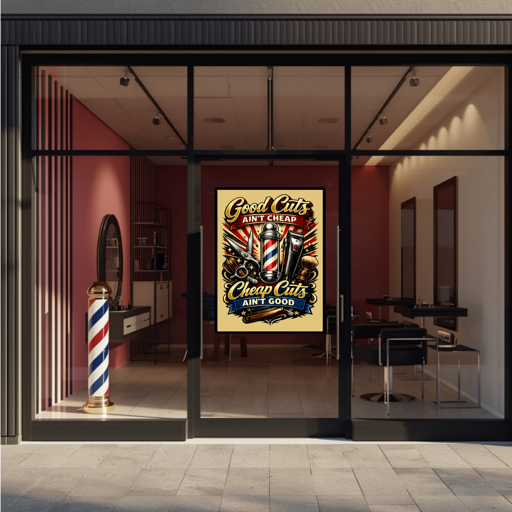 Good Cuts Ain’t Cheap Barber Poster 13x19 Laminated Barber Shop Decor Haircut Sign Funny Barber Wall Art
