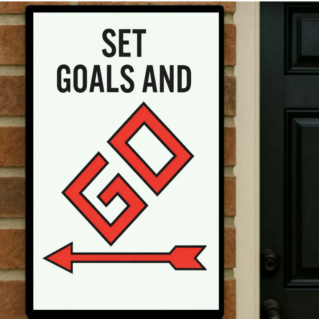 Set Goals and Go Motivational Monopoly Laminated or Framed Print – Success Mindset Wall Art for Entrepreneurs