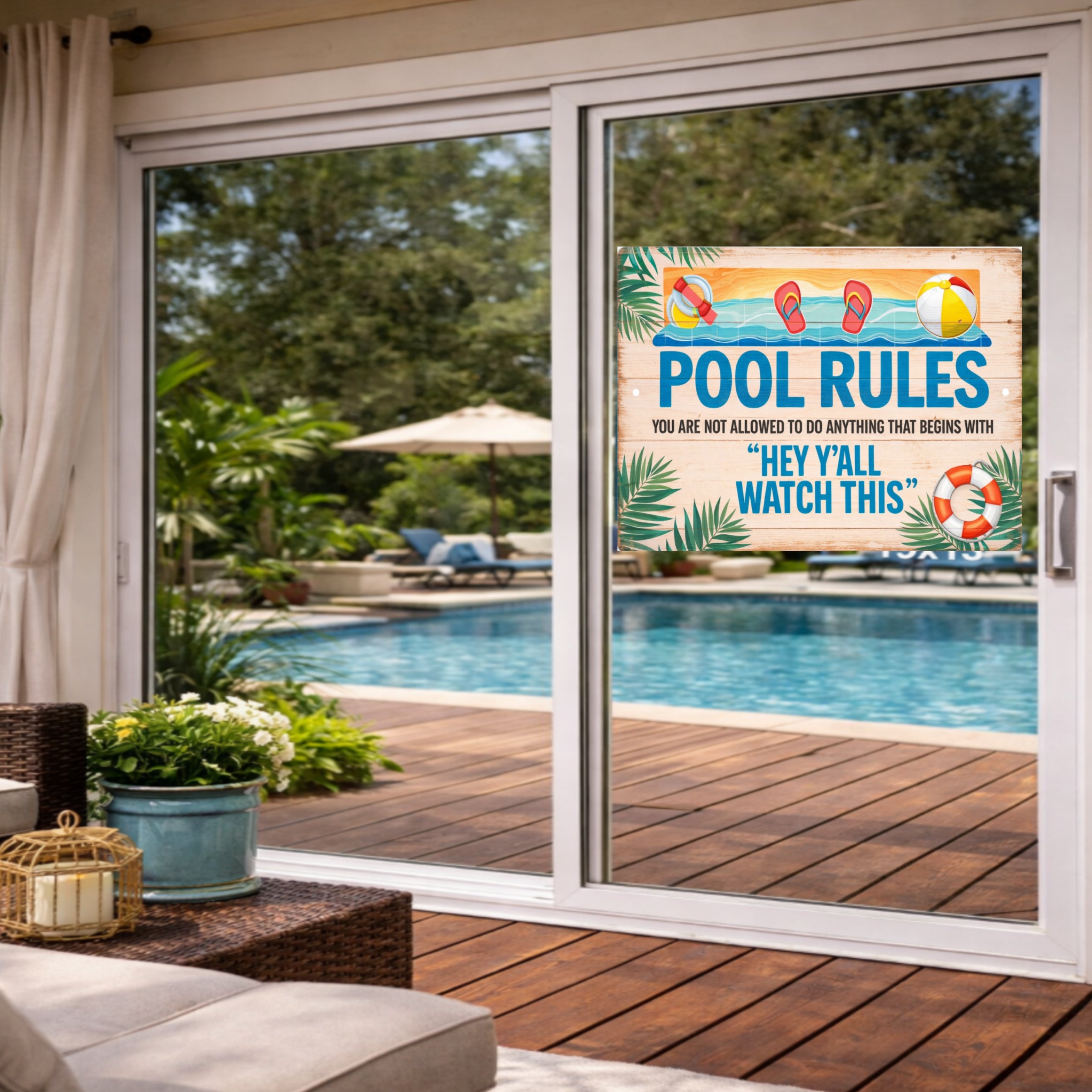 Funny Pool Rules Sign Hey Yall Watch This Sign 13x19 Laminated Backyard Pool Decor Humor Pool Safety Sign