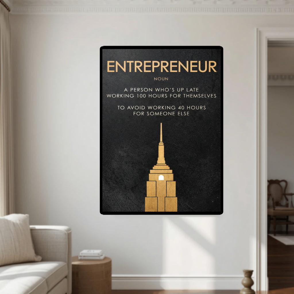 Entrepreneur Definition Wall Art – Motivational Business Laminated Print| Hustle Mindset Office Decor 13x19in