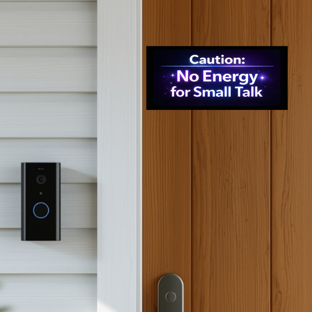 Caution No Energy For Small Talk Sign Funny Introvert Door Sign Modern Home Decor Statement Piece 5x9in