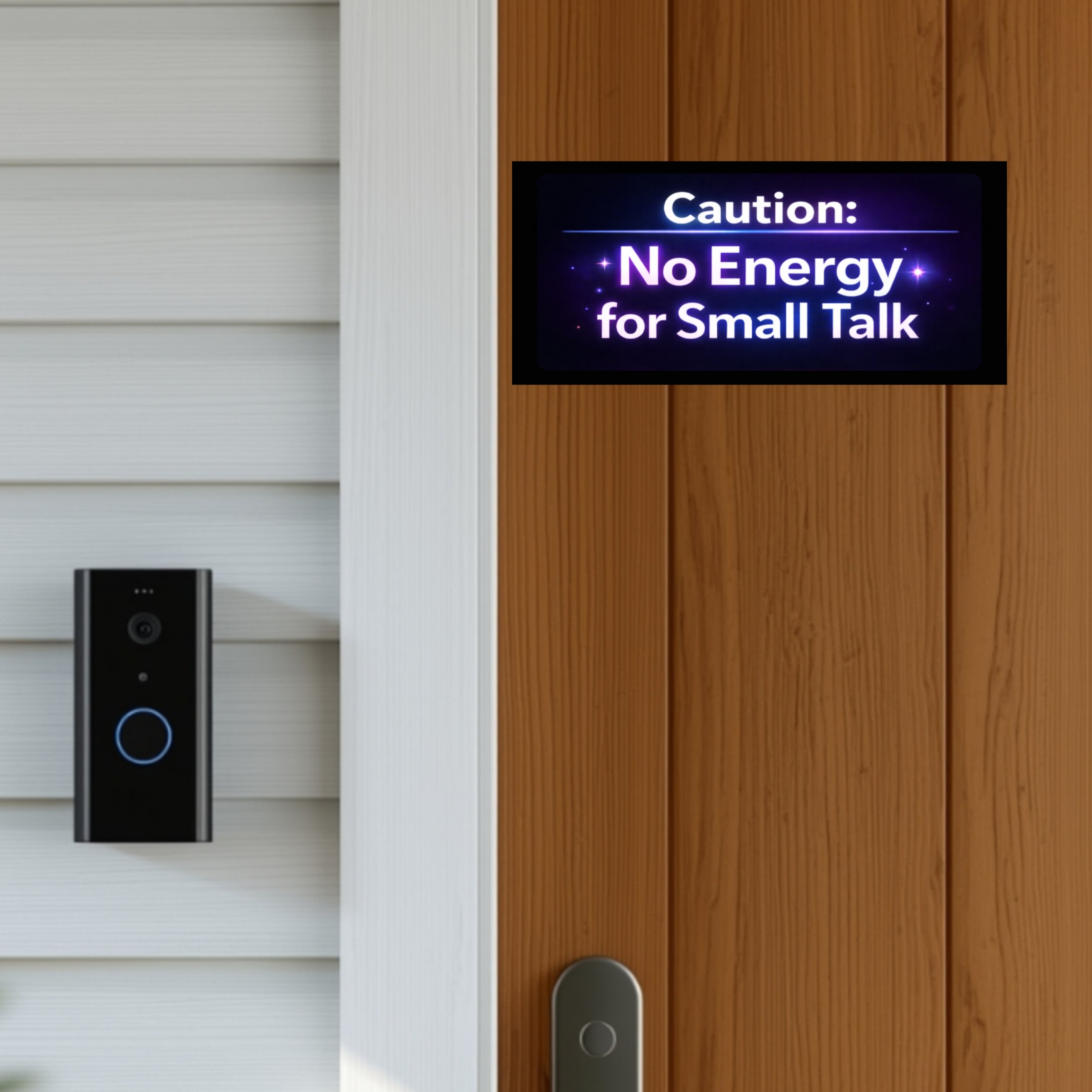 Caution No Energy For Small Talk Sign Funny Introvert Door Sign Modern Home Decor Statement Piece 5x9in