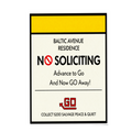 Baltic Avenue No Soliciting Sign – Funny Monopoly Inspired Door Sign | “Advance to Go… Now Go Away” | 6x9 or 4x9