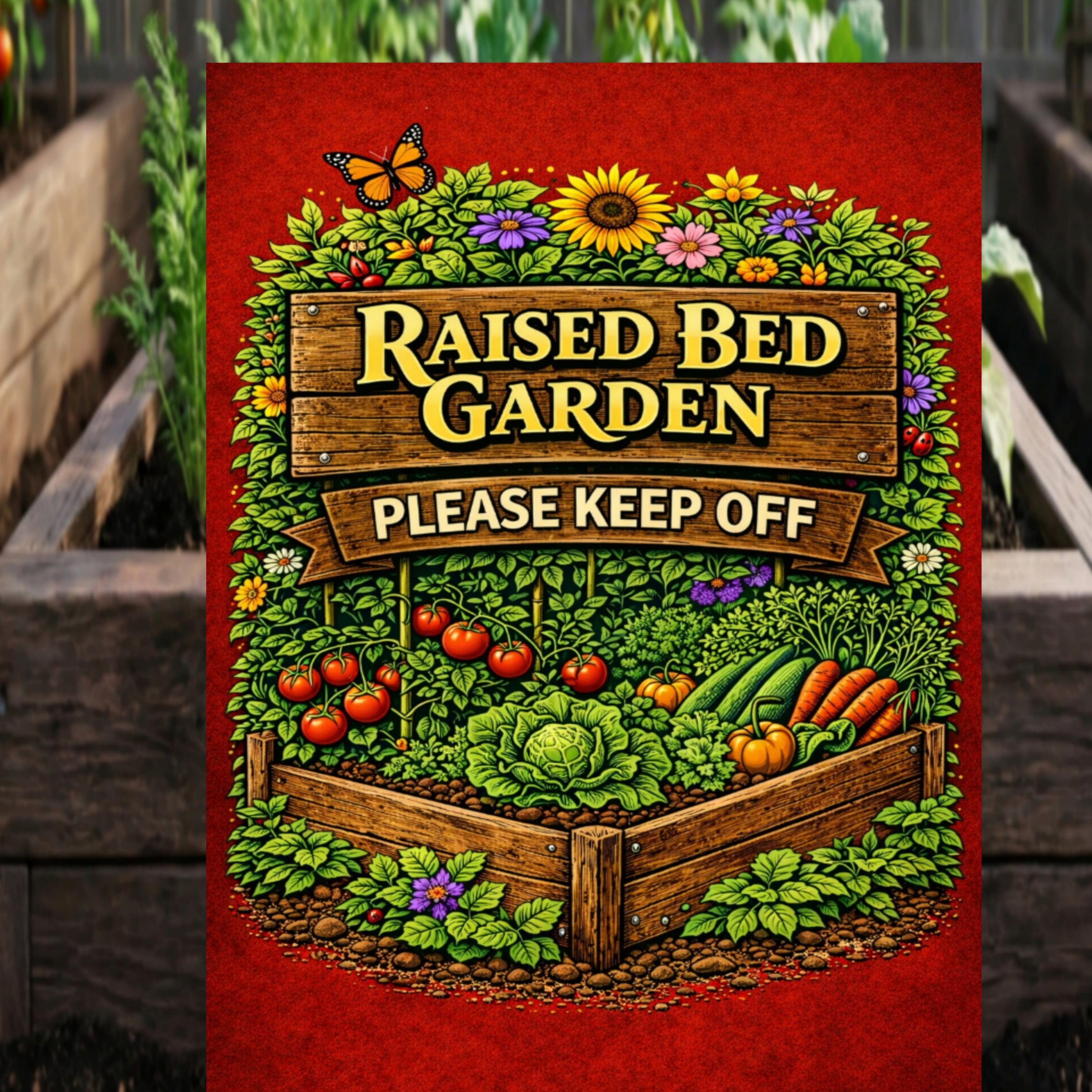 Raised Bed Garden Sign Please Keep Off Garden Decor 13x19 Laminated Outdoor Garden Sign Vegetable Garden Protection