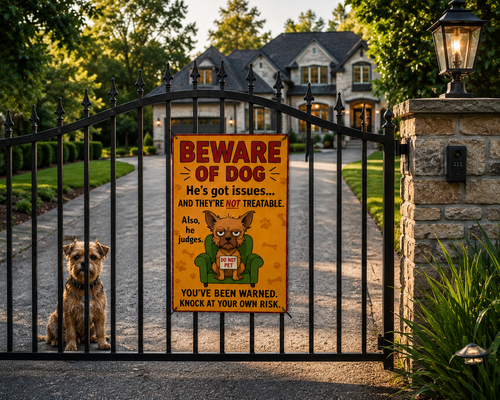 Beware of Dog Sign 13x19 Laminated Print | Funny Dog Warning Sign
