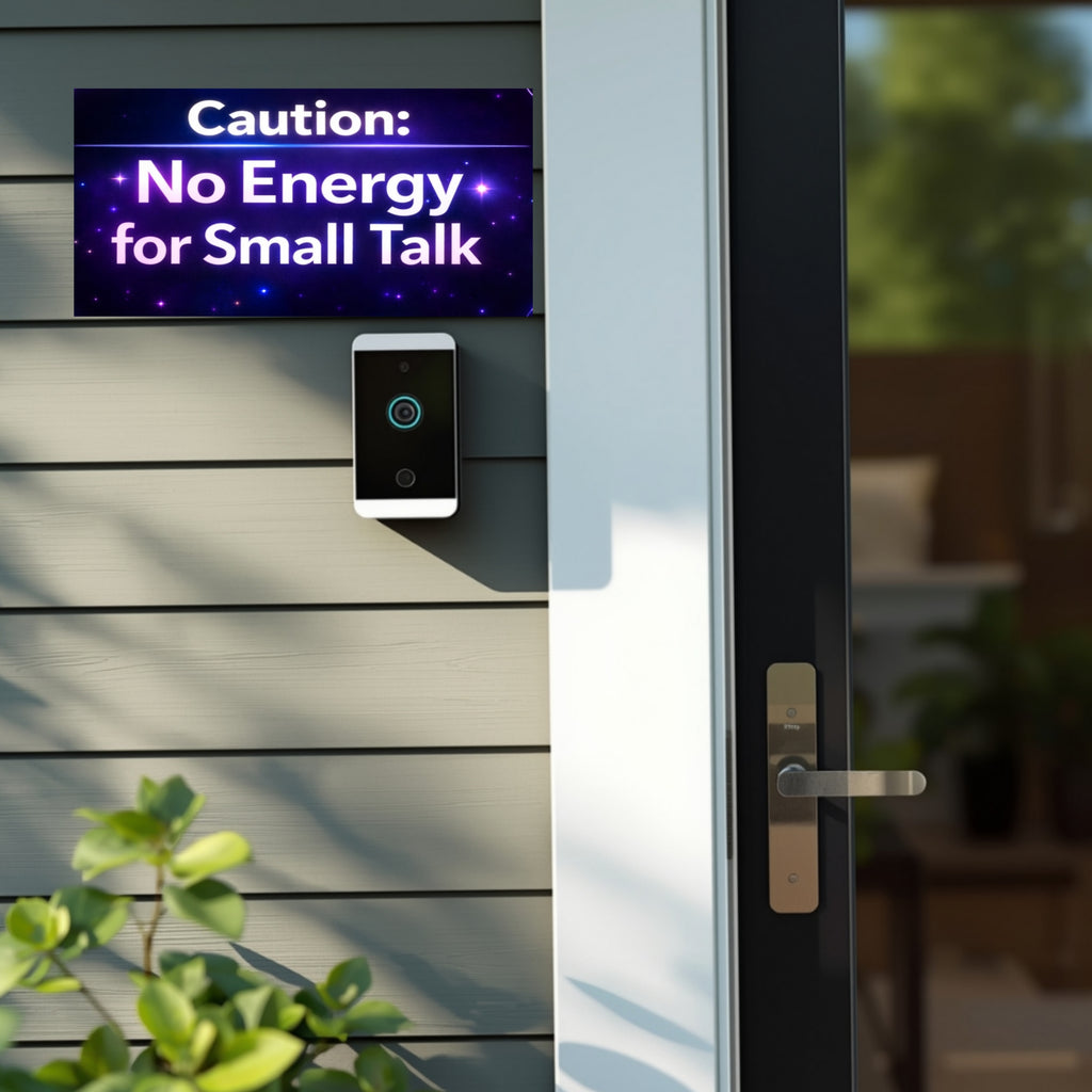 Caution No Energy For Small Talk Sign Funny Introvert Door Sign Modern Home Decor Statement Piece 5x9in