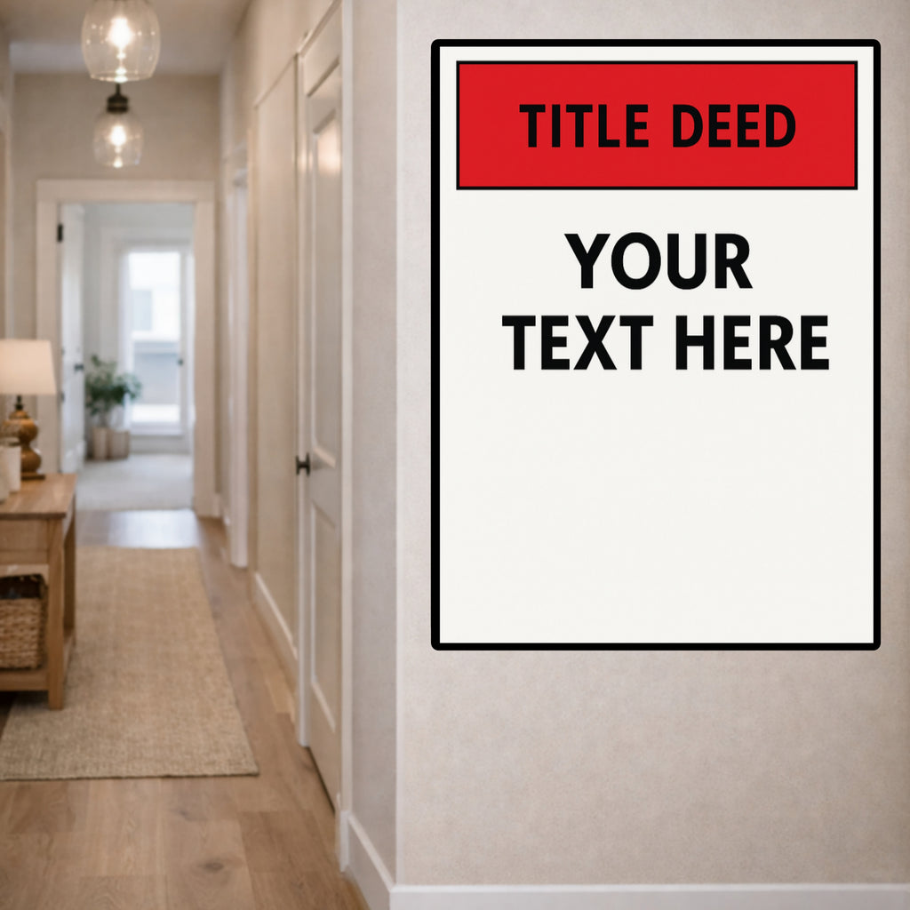 Custom Title Deed Sign Personalized Warning Sign Property Sign 13x19 Laminated Custom Text Sign Home Security Decor