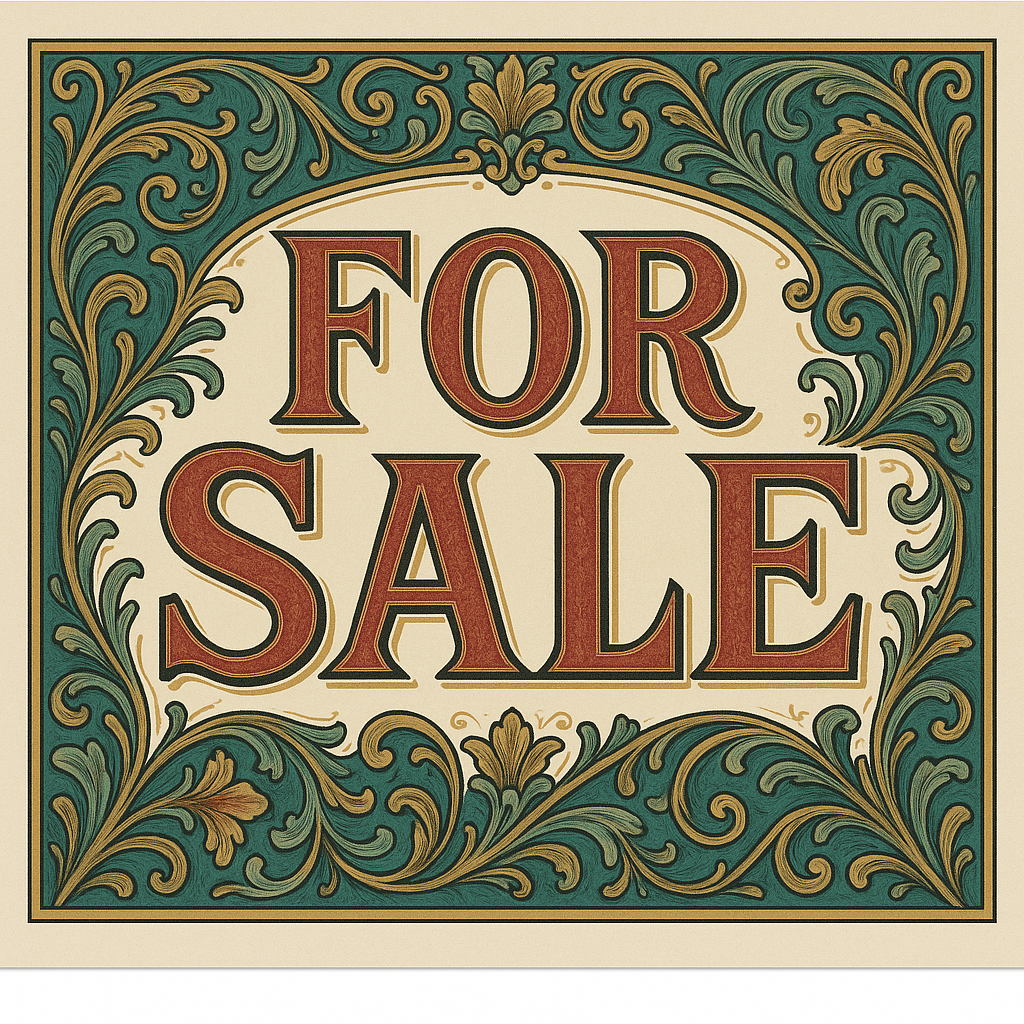 Vintage For Sale Sign – 13x13 Decorative Property Sale Sign | Rustic Real Estate or Yard Display