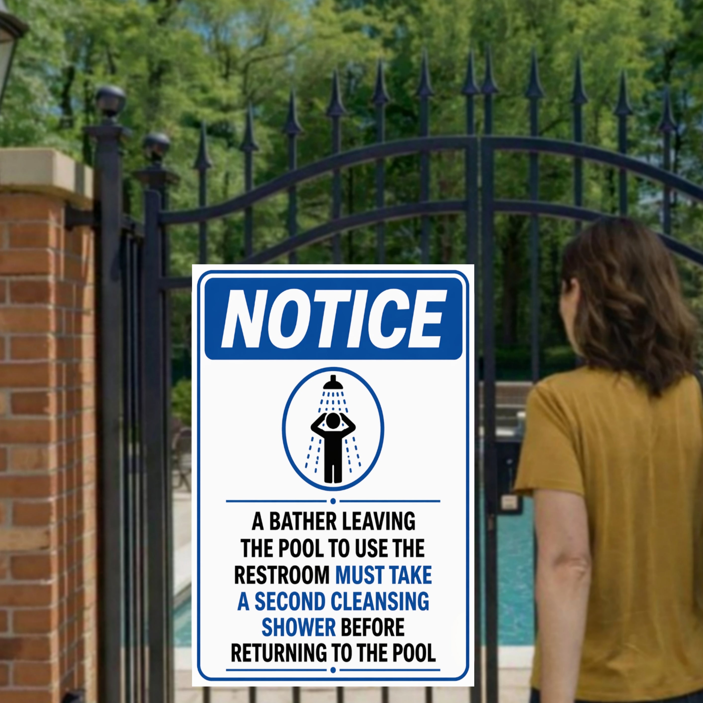 Pool Shower Notice Sign | 13x19 Laminated Swimming Pool Hygiene & Safety Wall Sign