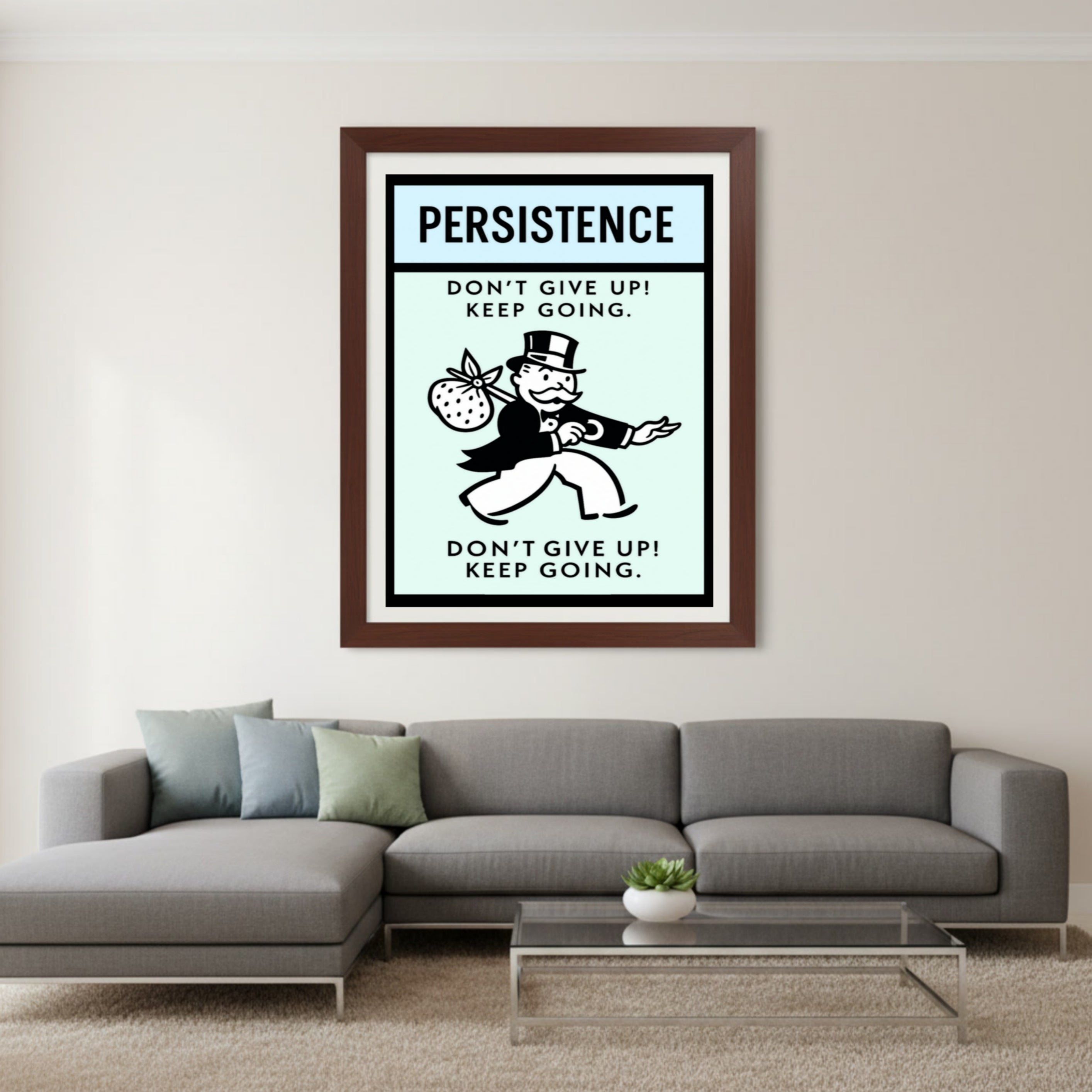 Persistence Motivational Poster – Don’t Give Up Keep Going | Success Mindset Wall Art 13x19in