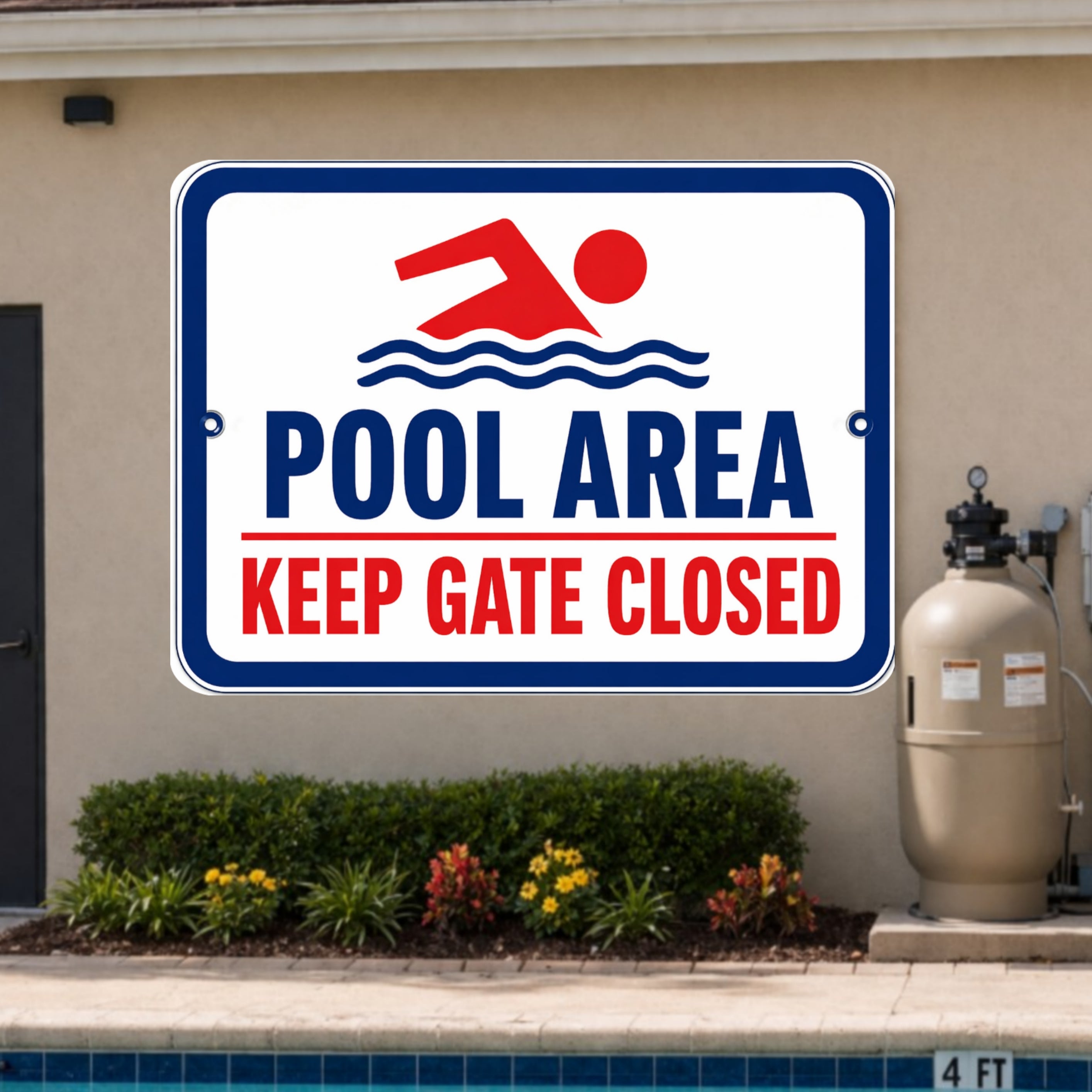 Pool Area Keep Gate Closed Sign 13x19 Laminated Pool Safety Decor Backyard Pool Warning Sign