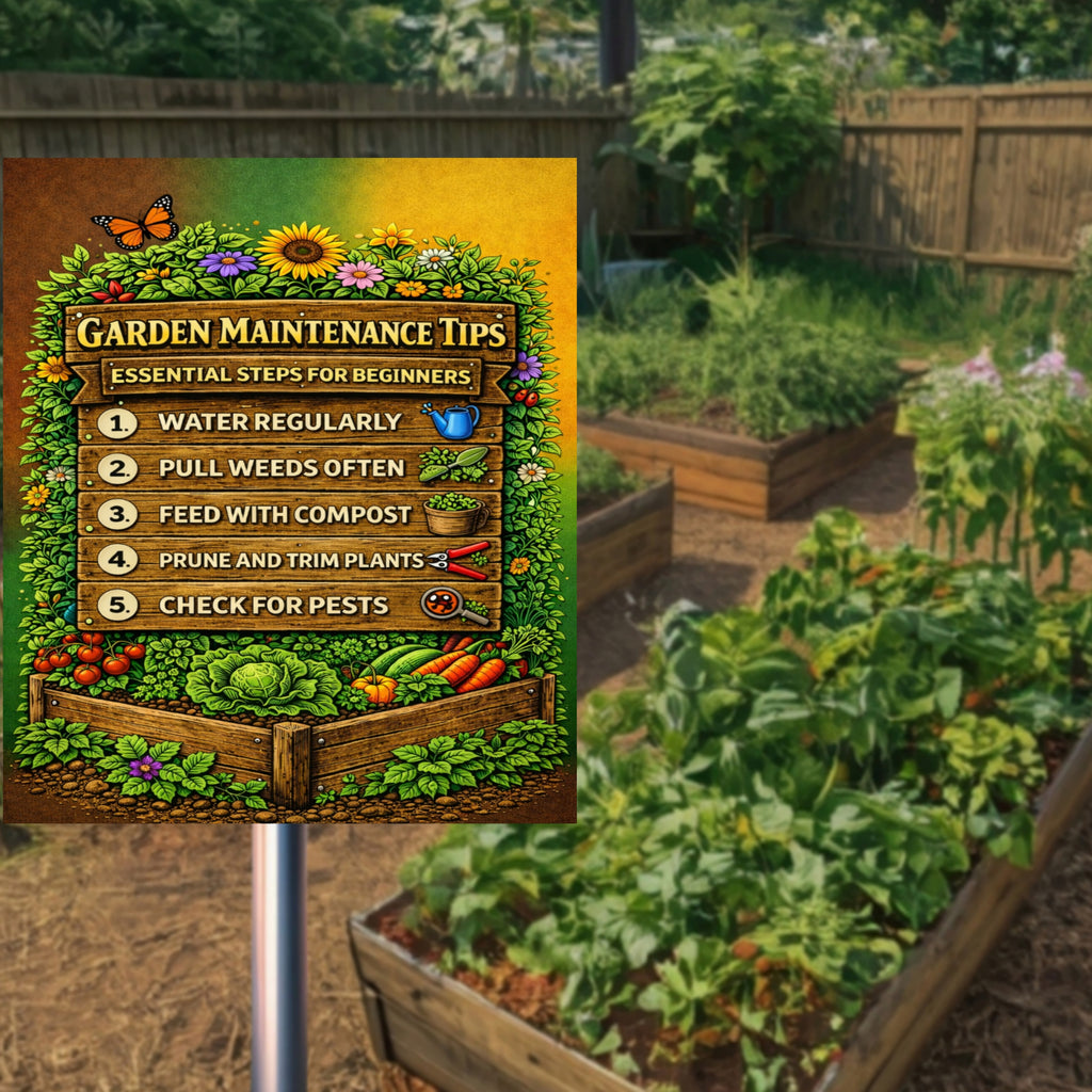 Garden Maintenance Tips Sign Beginner Gardening Poster 13x19 Laminated Garden Guide Outdoor Decor Vegetable Garden Sign