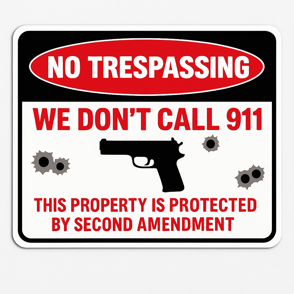 No Trespassing Sign – Property Protected by Second Amendment | 19x13 Security Warning Sign