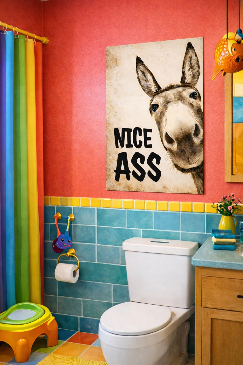 Funny Donkey Sign Nice Ass Humor Wall Art 13x19 Laminated Funny Animal Poster Rustic Home Decor