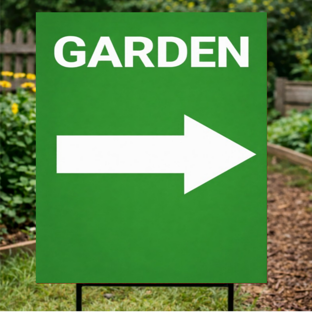 Garden Direction Sign Arrow Yard Sign Outdoor Garden Decor 13x19 Laminated Directional Sign Landscaping Sign