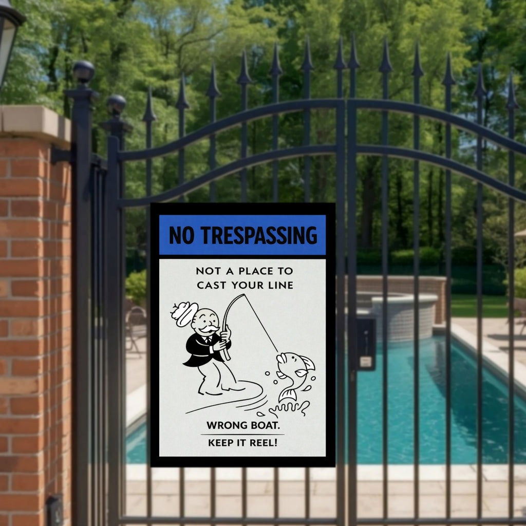 No Trespassing Fishing Sign Funny Keep It Reel Sign 13x19 Laminated Property Warning Sign Outdoor Home Security Decor