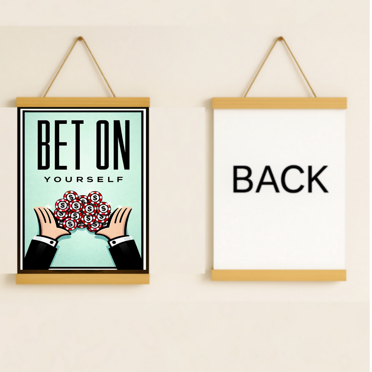 Bet On Yourself Motivational Wall Art Print – 13x19 Laminated Success Poster – Entrepreneur Hustle Decor