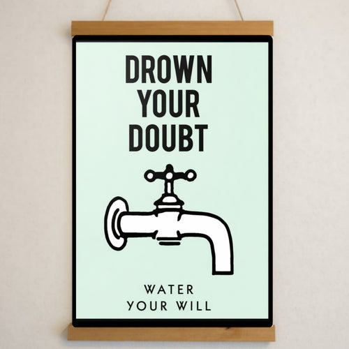 Drown Your Doubt Wall Art – Motivational Success 13x19in Laminated Print| Entrepreneur Mindset Decor | Office Inspiration Sign