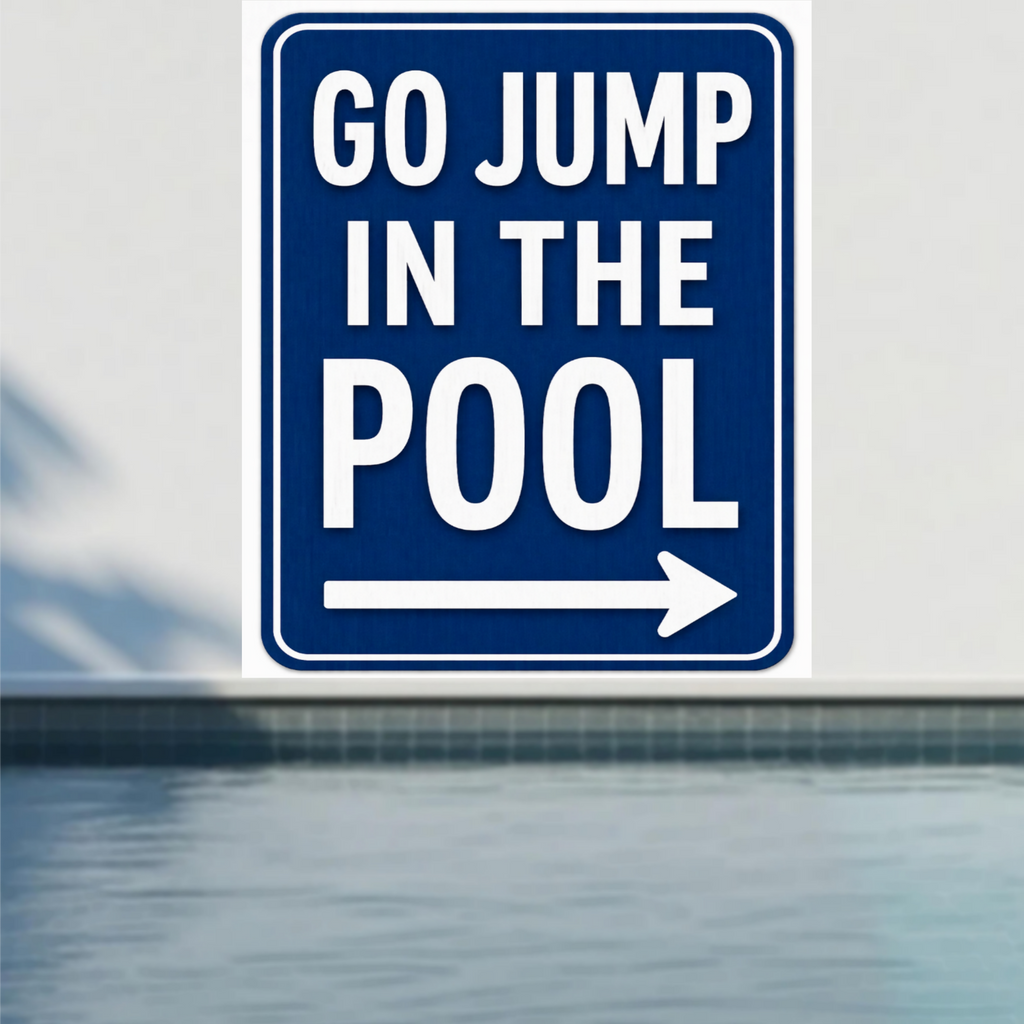 Go Jump In The Pool Sign 13x19 Laminated Pool Decor Funny Backyard Pool Sign Poolside Wall Art Summer Patio Decor