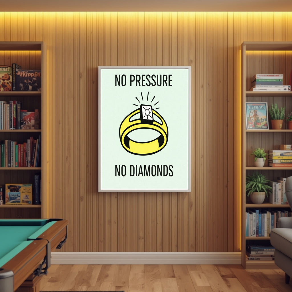 No Pressure No Diamonds Motivational Poster – Hard Work Success Wall Art 13x19in Laminated or Framed
