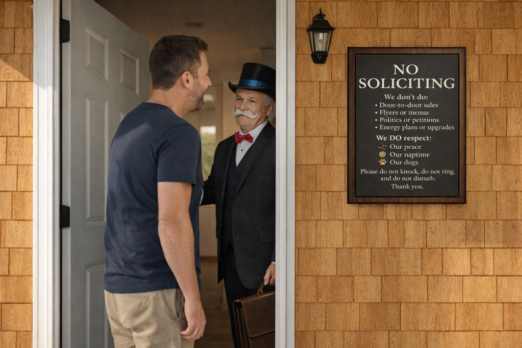 Elegant No Soliciting Sign – Respect Our Peace Door Sign  Modern Minimalist Home Entry Decor (13x19 & 8x9)