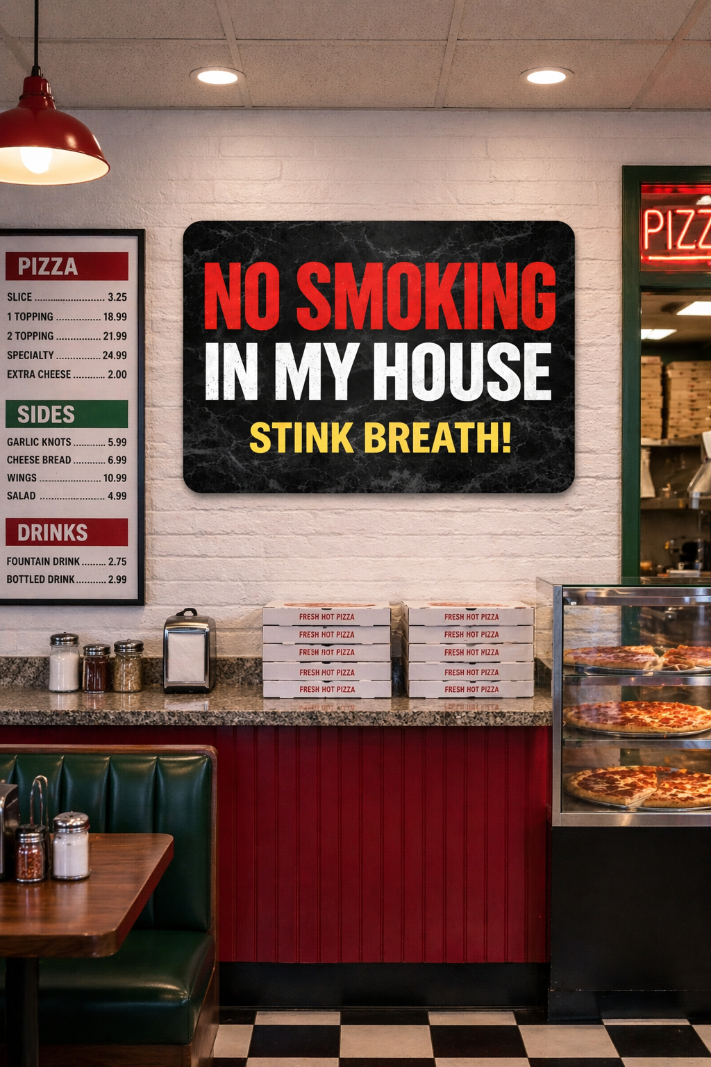 No Smoking In My House Stink Breath Sign – Funny No Smoking Sign Home Decor, No Smoking Wall Art, Laminated Door Sign 6x9in 19x13in