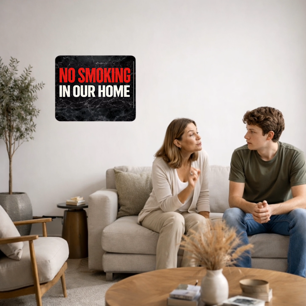 No Smoking In Our Home Sign – Family Home No Smoking Wall Decor, House Rules Sign, Laminated Door Sign 6x9in 19x13in