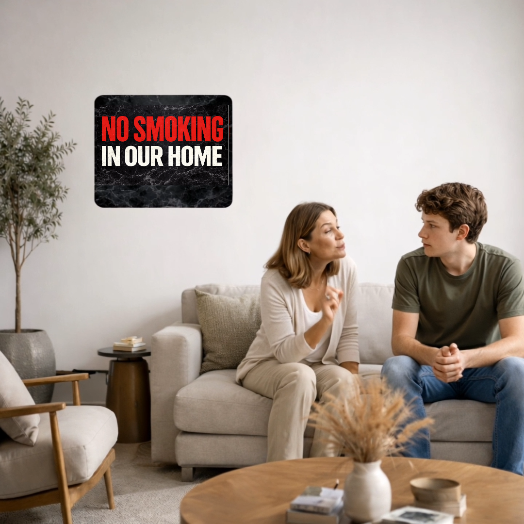 No Smoking In Our Home Sign – Family Home No Smoking Wall Decor, House Rules Sign, Laminated Door Sign 6x9in 19x13in