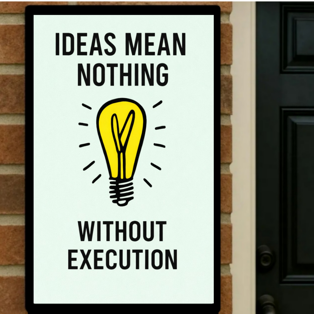 Ideas Mean Nothing Without Execution Monopoly Laminated or Framed Print – Entrepreneur Motivation Wall Art 13x19in